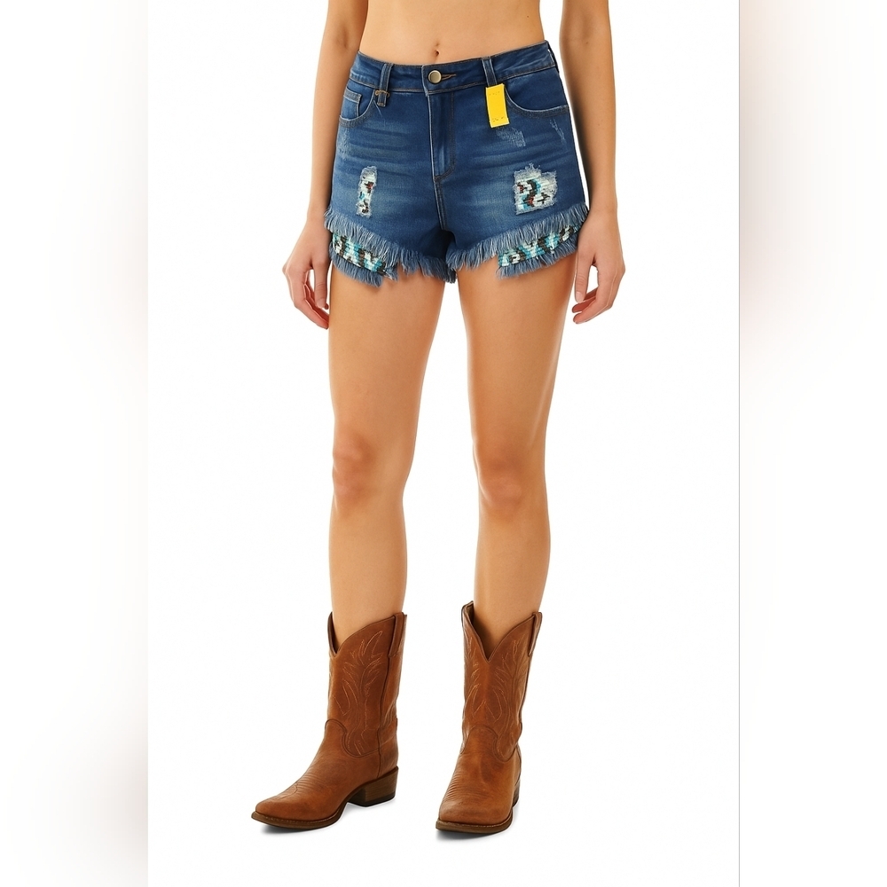 Tractr Blu Beaded Denim Shorts 28 NWT - Picture 2 of 16